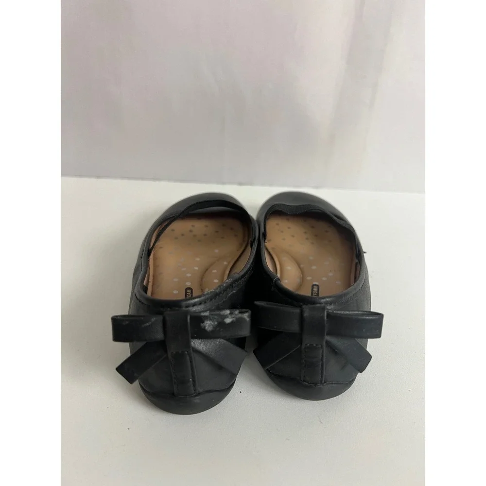 Wonder Nation Girls Black Ballet Flats Memory Foam Bow Back Shoes Size 1